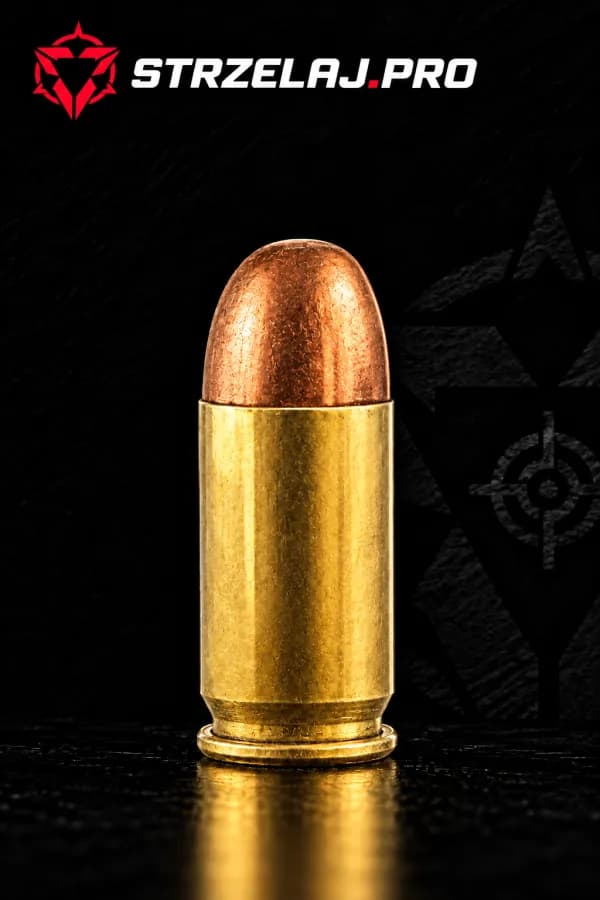 Nabój pistoletowy .380 ACP, 9×17 mm (.380 ACP, .380 Auto, potocznie „9 mm Kurz”): zdjęcie na czarnym tle