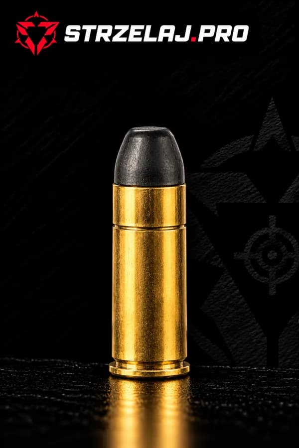 Nabój rewolwerowy .44-40 Winchester (.44 WCF, potocznie "Colt .44"): zdjęcie na czarnym tle