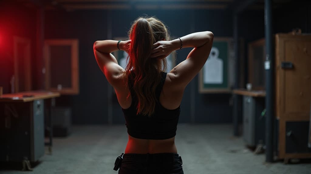 Zawodniczka na strzelnicy sportowej — tło sekcji FAQ StrzelajPRO